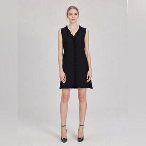 Vintage I. Magnin & Co. Black Ruffled Sleeveless Cocktail Dress, Small